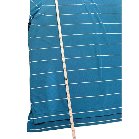 FootJoy FJ Golf Polo Shirt Sky Blue White Stripes Back Logo Mens XL Polyester - Picture 8 of 11